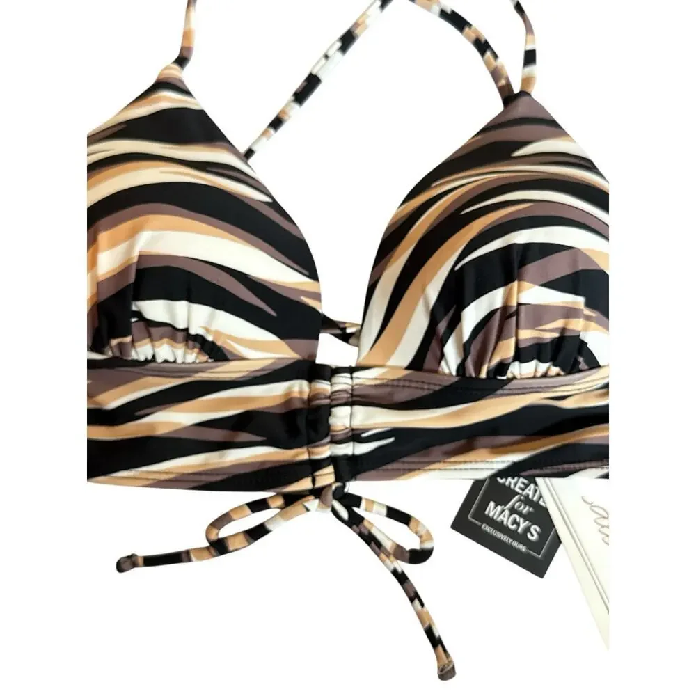 Salt & Cove Women's Juniors' Striped Tie-Front Swim Bikini Top Size XS Multi NWT